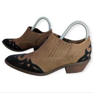 Raphael Vittorio Brazilian Leather Ankle Booties Cowgirl Boots Black Brown Tan 7